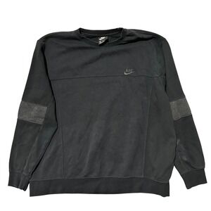 Nike Mens Crewneck Sweatshirt Black Grey Elbow Patches XXL